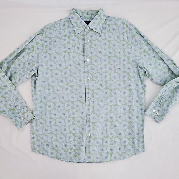 Banana Republic Other - Title Banana Republic Dress Shirt Green Floral Dotted Button-Up SHIRT Size Large